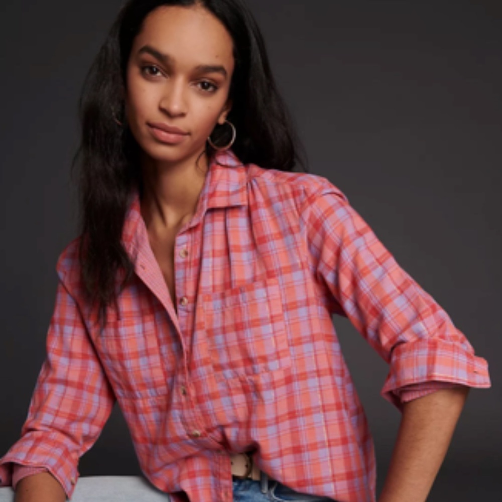 Anthropologie Seen Worn Kept Jay Plaid Buttondown size 2
